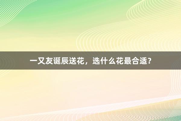 一又友诞辰送花，选什么花最合适？